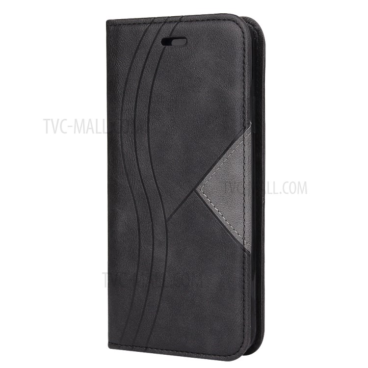 Splicing Auto-absorbed Leather with Card Holder Cover for Huawei Y5p - Black-4