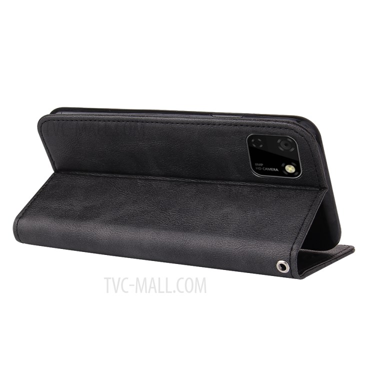 Splicing Auto-absorbed Leather with Card Holder Cover for Huawei Y5p - Black-6