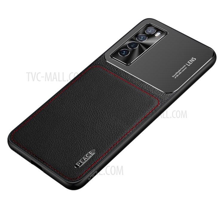 Unique PC+PU Leather+Matte Metal Cover for Huawei nova 7 5G - Black-1