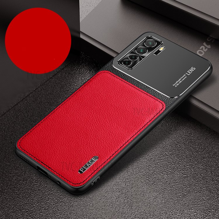 PC+PU Leather+Matte Metal Cover for Huawei P40 Lite 5G / Nova 7 SE - Red-3