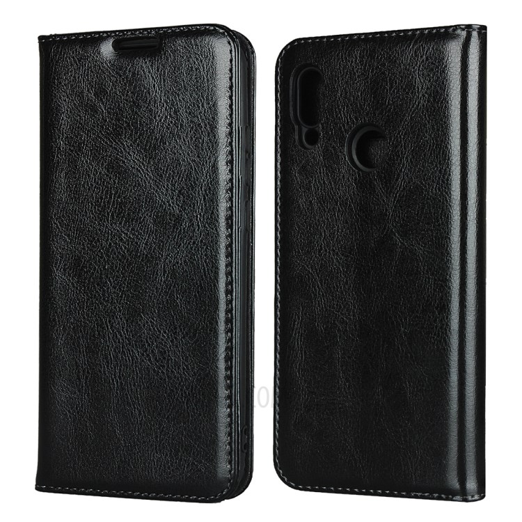 Crazy Horse Surface Genuine Leather Shell for Huawei P Smart (2019)/Nova Lite 3 (Japan) - Black-1