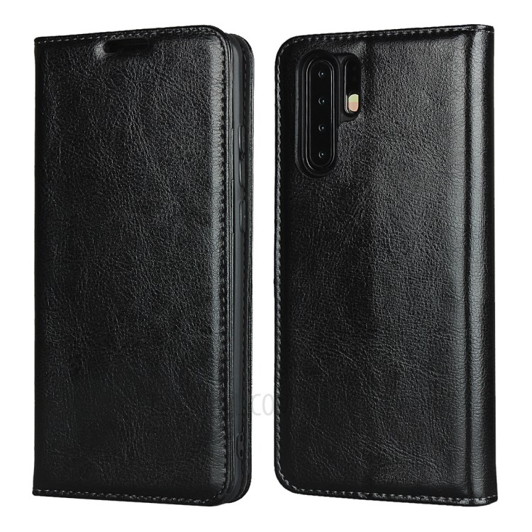 Crazy Horse Texture Genuine Leather Case for Huawei P30 Pro - Black-1