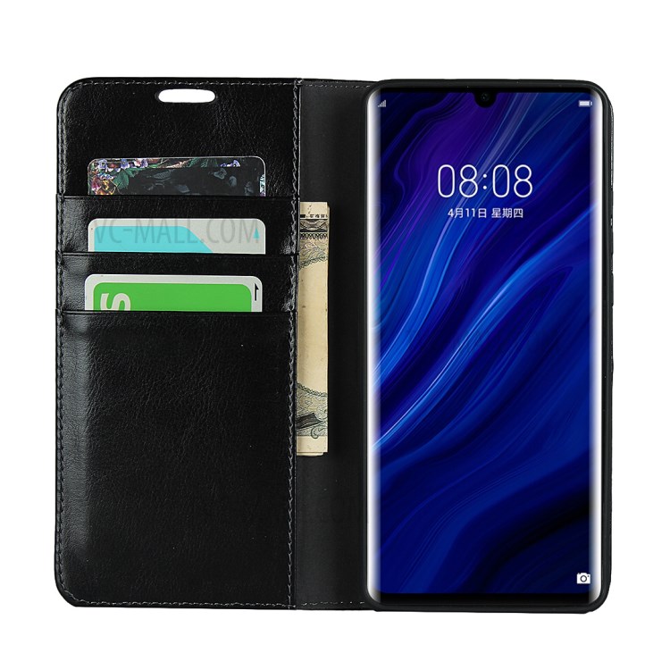 Crazy Horse Texture Genuine Leather Case for Huawei P30 Pro - Black-4