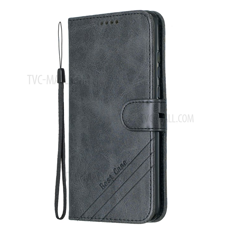 Solid Color Leather Phone Shell for Huawei Y6p - Black-2