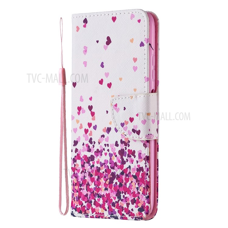 Pattern Printing Leather Wallet Stand Case for Huawei Y5p - Hearts-2