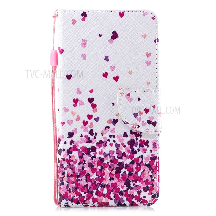 Pattern Printing Leather Wallet Stand Case for Huawei Y5p - Hearts-4