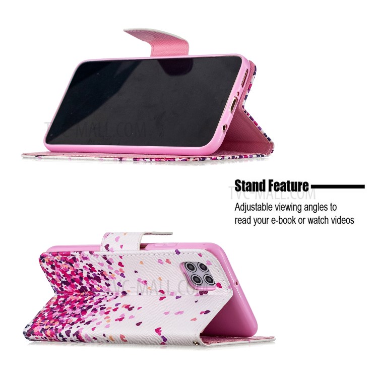 Pattern Printing Leather Wallet Stand Case for Huawei Y5p - Hearts-5