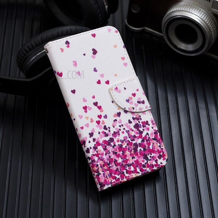 Pattern Printing Leather Wallet Stand Case for Huawei Y5p - Hearts-8