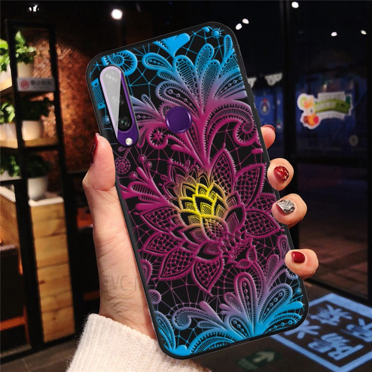 Pattern Printing Matte TPU Case Accessory for Huawei Y6p - Lace Flower-4