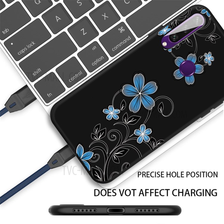 Pattern Printing Matte TPU Case Accessory for Huawei Y6p - Blue Flower-2