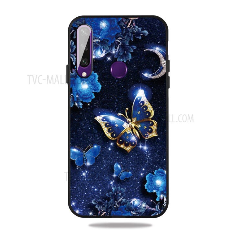 Pattern Printing Matte TPU Case Accessory for Huawei Y6p - Blue Butterfly-1