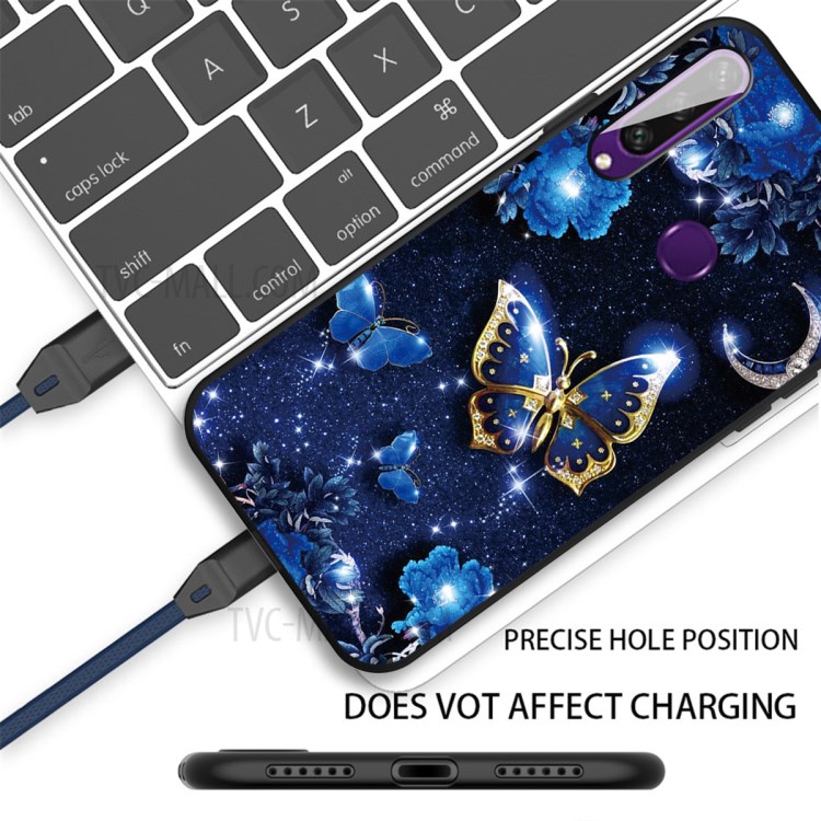 Pattern Printing Matte TPU Case Accessory for Huawei Y6p - Blue Butterfly-2