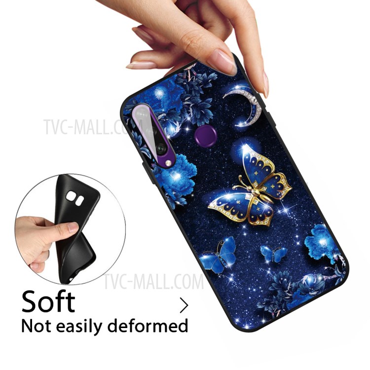 Pattern Printing Matte TPU Case Accessory for Huawei Y6p - Blue Butterfly-3