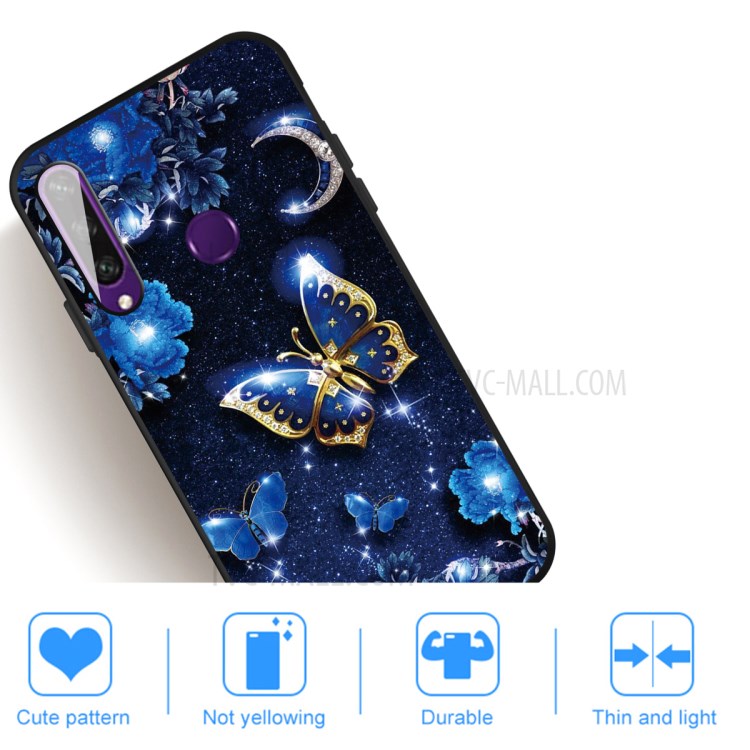 Pattern Printing Matte TPU Case Accessory for Huawei Y6p - Blue Butterfly-5