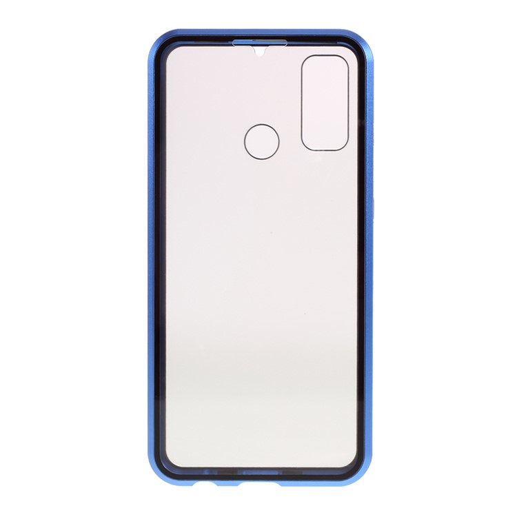 Magnetic Metal Frame + Double-sided Tempered Glass Anti-peep Case Shell for Huawei P Smart 2020 - Blue-5