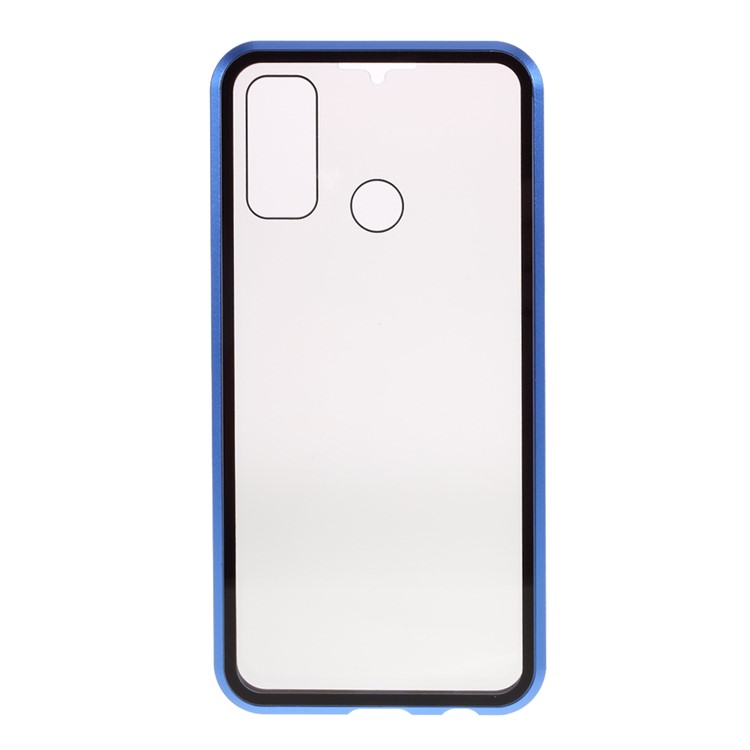 Magnetic Metal Frame + Double-sided Tempered Glass Anti-peep Case Shell for Huawei P Smart 2020 - Blue-7