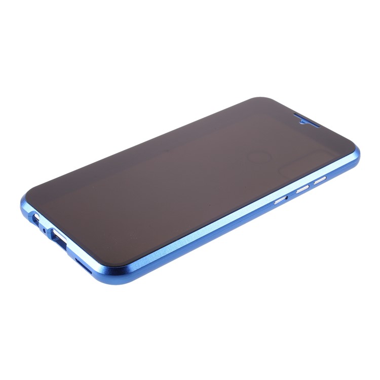 Magnetic Metal Frame + Double-sided Tempered Glass Anti-peep Case Shell for Huawei P Smart 2020 - Blue-8