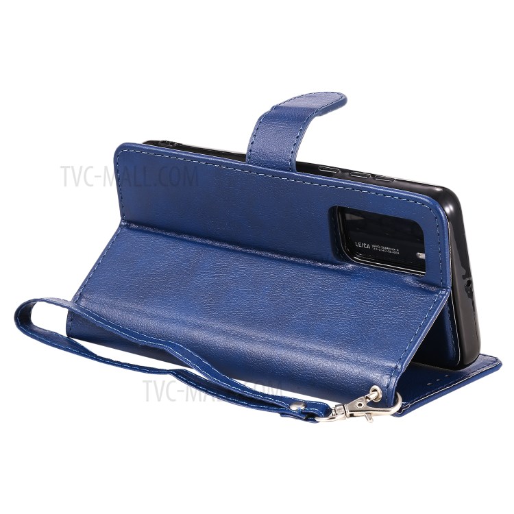 Solid Color Detachable 2-in-1 Leather Phone Cover Case for Huawei P40 - Blue-8