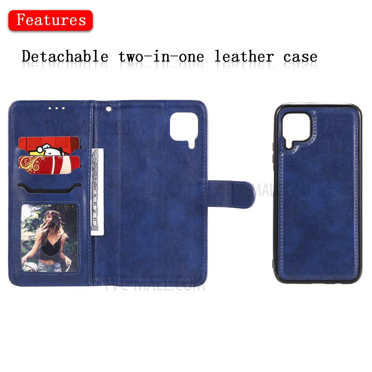 Solid Color Detachable 2-in-1 Leather Cover Case for Huawei P40 Pro - Blue-4