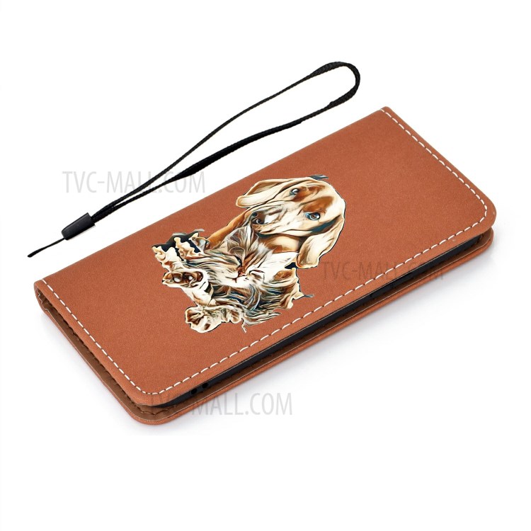 Pattern Printing Case Stand Stylish Leather Cover Shell for Huawei P smart 2020 - Dog-8