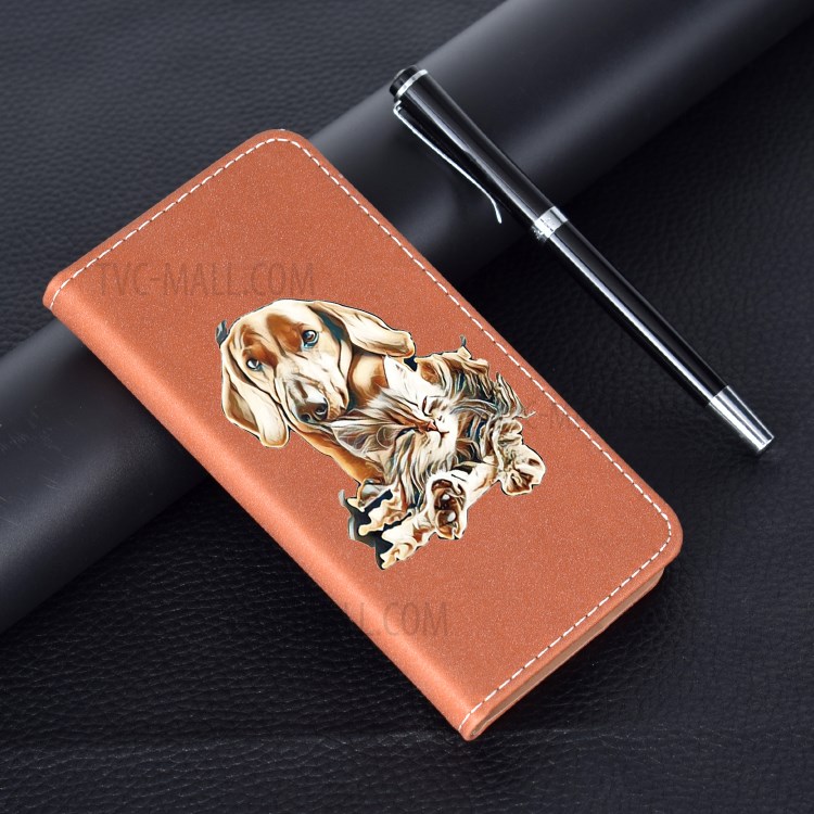 Pattern Printing Case Stand Stylish Leather Cover Shell for Huawei P smart 2020 - Dog-9