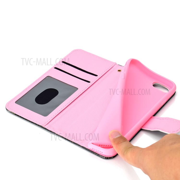 Flash Powder Leather Stand Phone Case with Card Slots for Huawei P smart 2020 - Silver-10