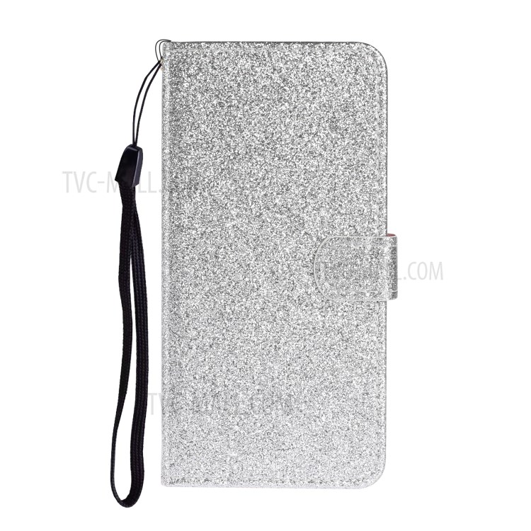 Flash Powder Leather Stand Phone Case with Card Slots for Huawei P smart 2020 - Silver-2