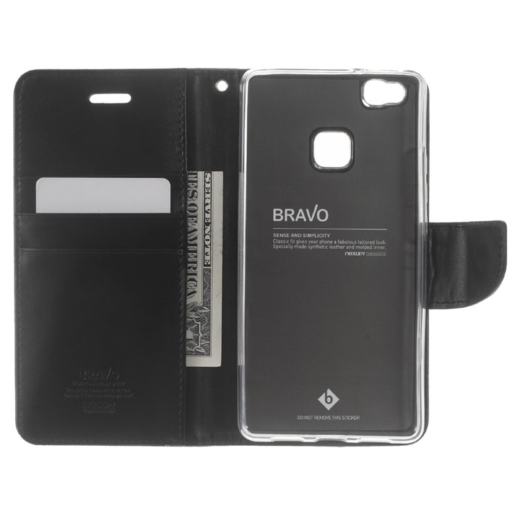 MERCURY GOOSPERY Bravo Diary Leather Wallet Case for Huawei P9 Lite - Black-5