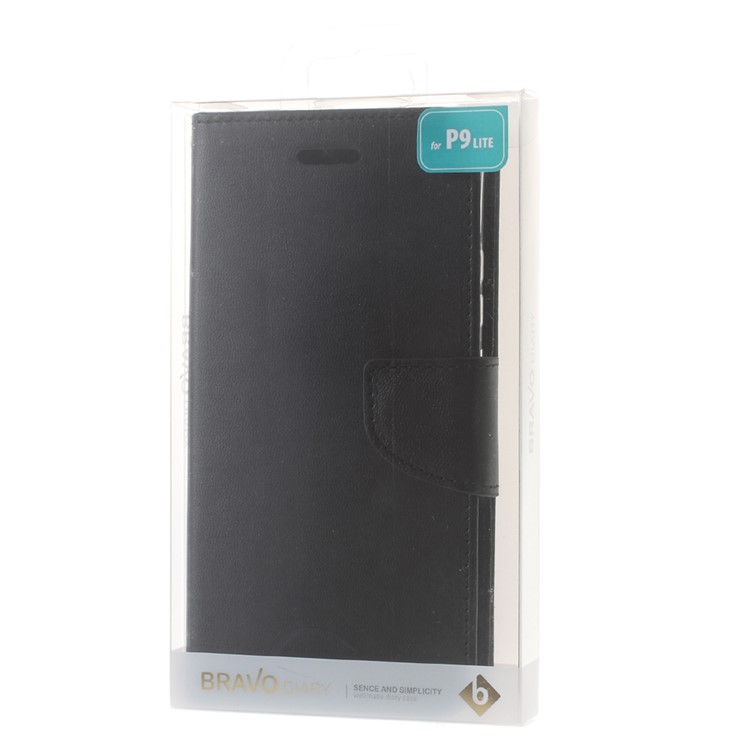 MERCURY GOOSPERY Bravo Diary Leather Wallet Case for Huawei P9 Lite - Black-8