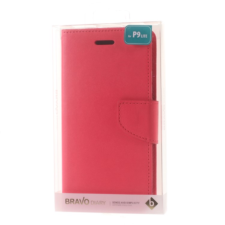 MERCURY GOOSPERY Bravo Diary Leather Wallet Cover for Huawei P9 Lite - Rose-8