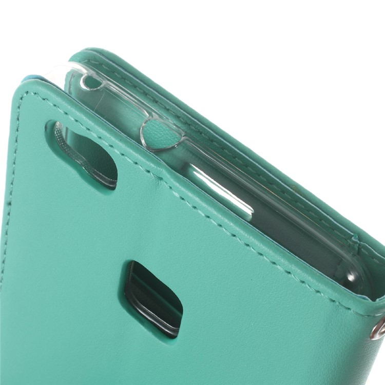 MERCURY GOOSPERY Bravo Diary Leather Wallet Cover Case for Huawei P9 Lite - Cyan-4
