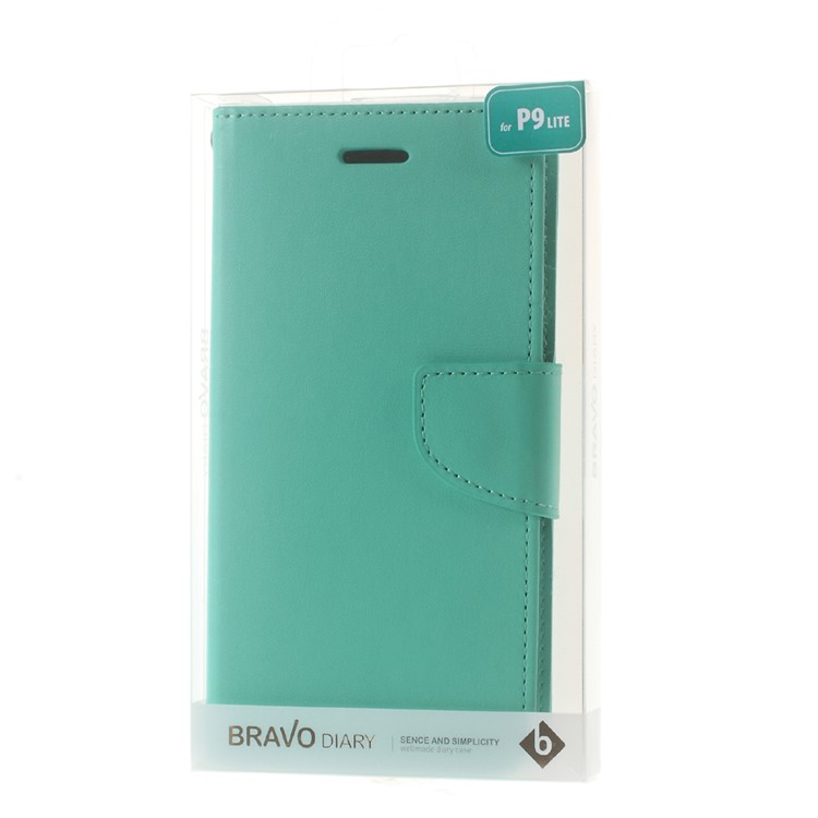 MERCURY GOOSPERY Bravo Diary Leather Wallet Cover Case for Huawei P9 Lite - Cyan-7