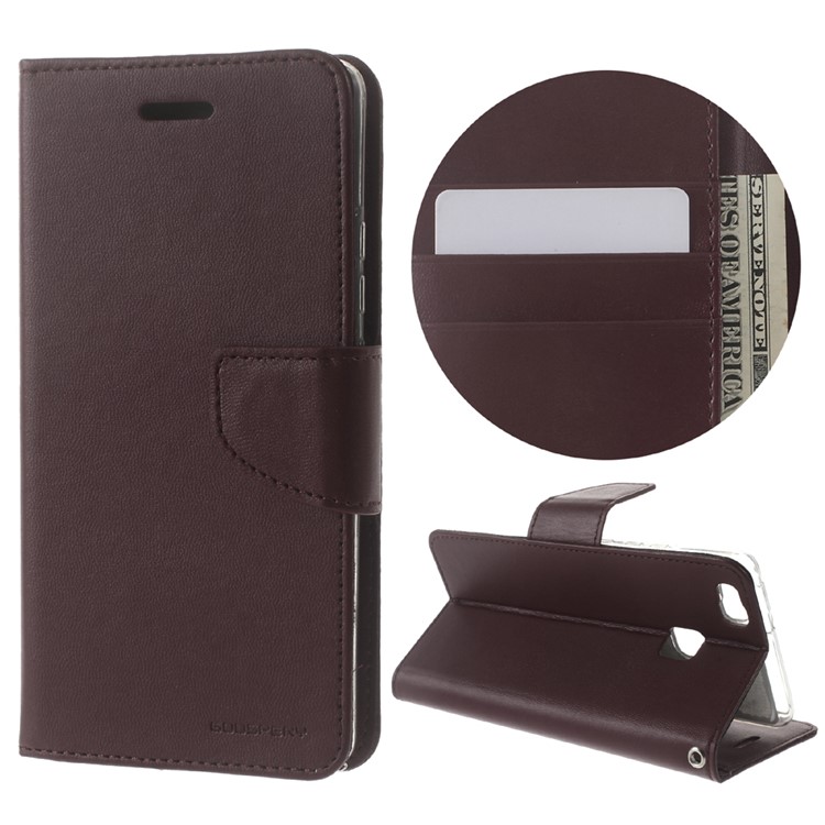 MERCURY GOOSPERY Bravo Diary Magnetic Leather Wallet Case for Huawei P9 Lite - Wine Red-1