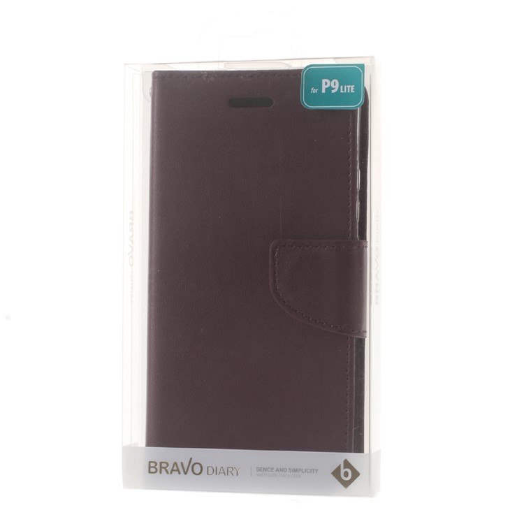 MERCURY GOOSPERY Bravo Diary Magnetic Leather Wallet Case for Huawei P9 Lite - Wine Red-8