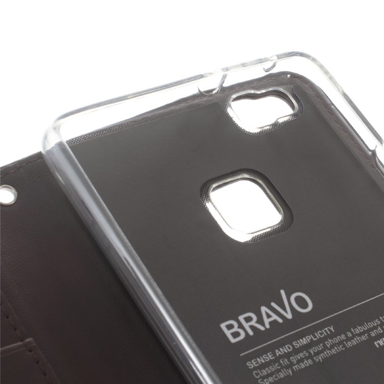 MERCURY GOOSPERY Bravo Diary Leather Wallet Case for Huawei P9 Lite - Coffee-6