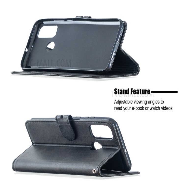 Wallet Stand PU Leather Mobile Phone Case Protective Cover for Huawei P smart 2020 - Black-4