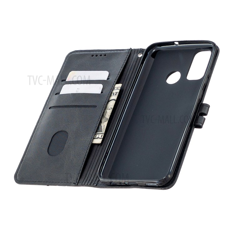 Wallet Stand PU Leather Mobile Phone Case Protective Cover for Huawei P smart 2020 - Black-7