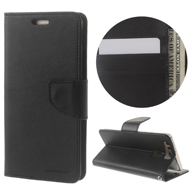 MERCURY GOOSPERY Bravo Diary Leather Wallet Case for Huawei P9 - Black-1
