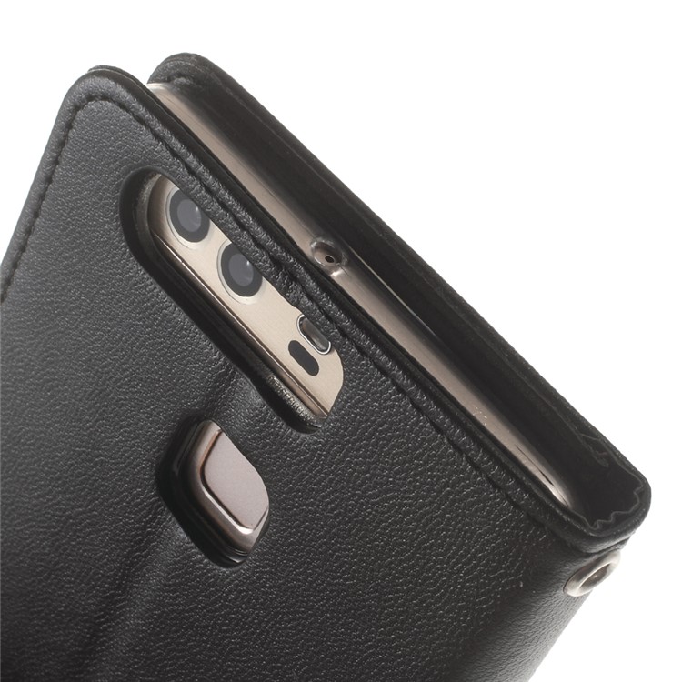 MERCURY GOOSPERY Bravo Diary Leather Wallet Case for Huawei P9 - Black-6