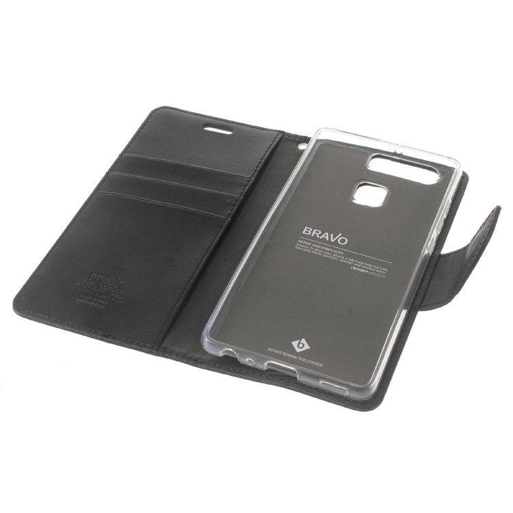 MERCURY GOOSPERY Bravo Diary Leather Wallet Case for Huawei P9 - Black-8