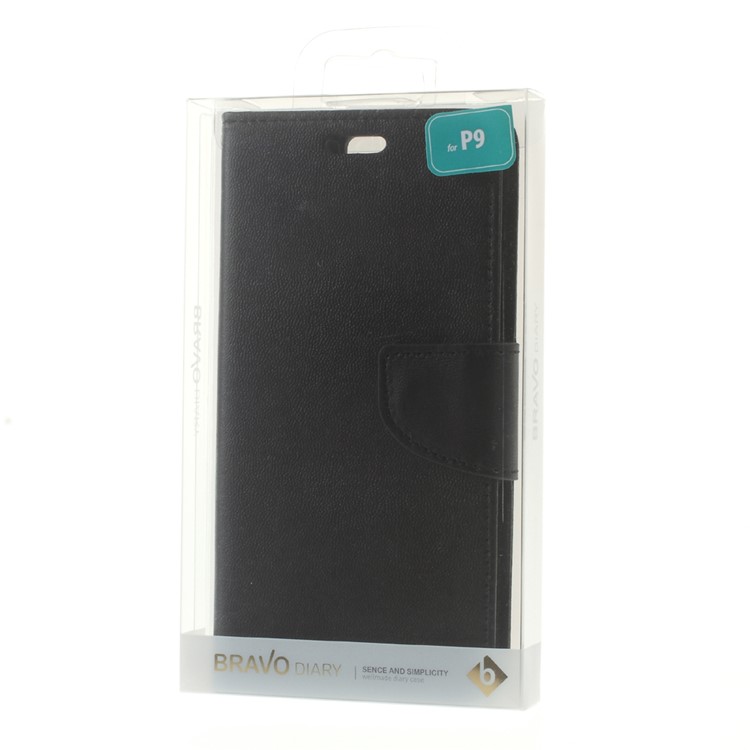 MERCURY GOOSPERY Bravo Diary Leather Wallet Case for Huawei P9 - Black-9