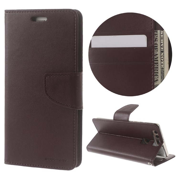 MERCURY GOOSPERY Bravo Diary Flip Leather Cover for Huawei P9 - Wine Red-1