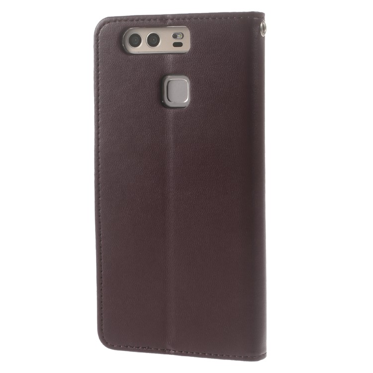 MERCURY GOOSPERY Bravo Diary Flip Leather Cover for Huawei P9 - Wine Red-2