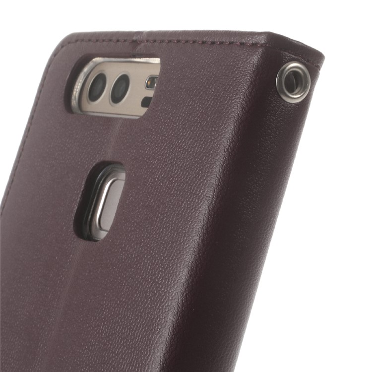 MERCURY GOOSPERY Bravo Diary Flip Leather Cover for Huawei P9 - Wine Red-6