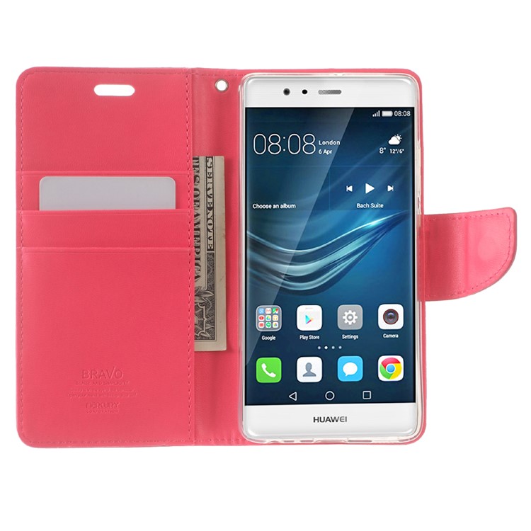 MERCURY GOOSPERY Bravo Diary Stand Leather Case for Huawei P9 - Rose-5