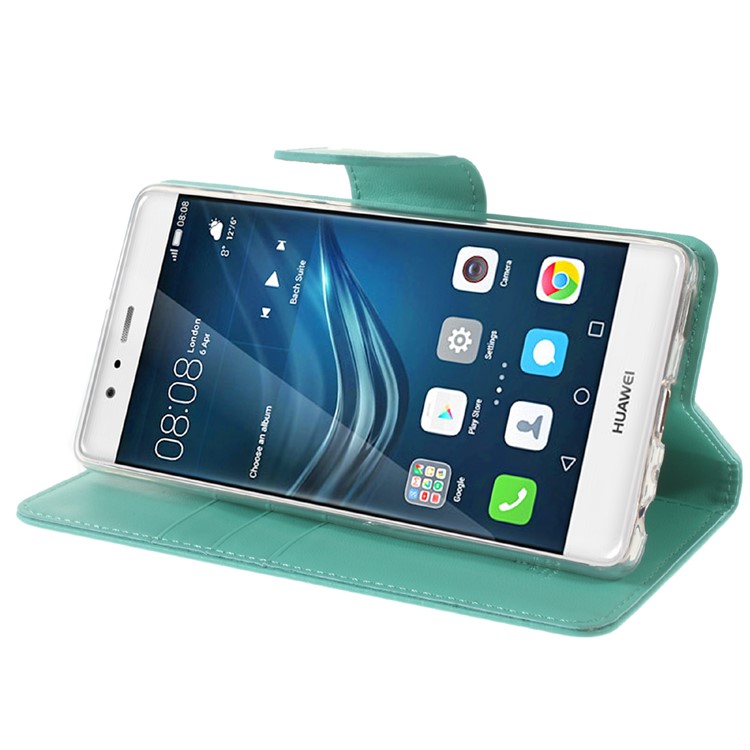 MERCURY GOOSPERY Bravo Diary Leather Flip Cover for Huawei P9 - Cyan-3