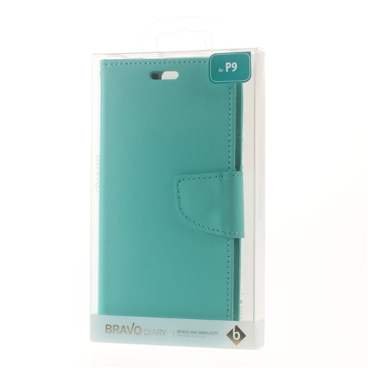 MERCURY GOOSPERY Bravo Diary Leather Flip Cover for Huawei P9 - Cyan-9