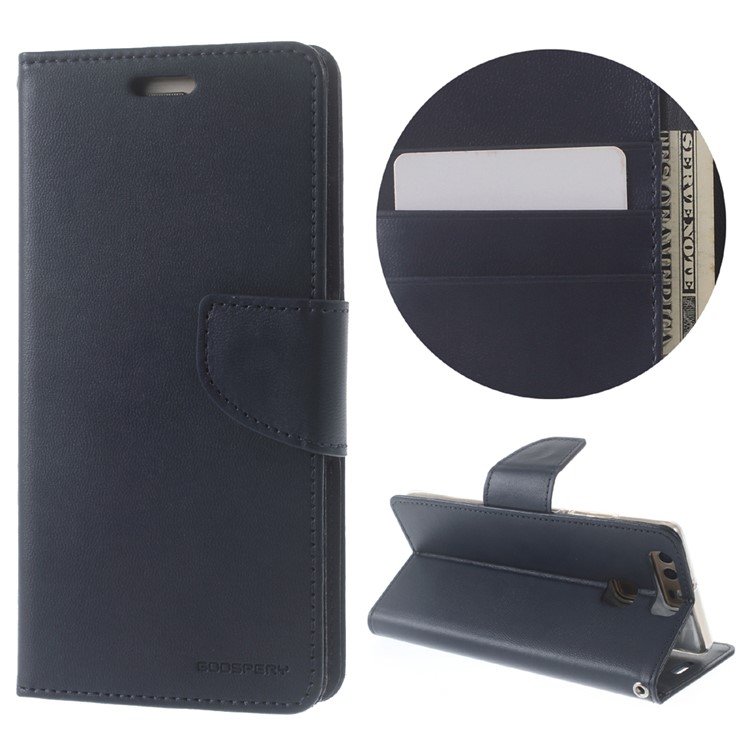 MERCURY GOOSPERY Bravo Leather Case Wallet Stand for Huawei P9 - Dark Blue-1