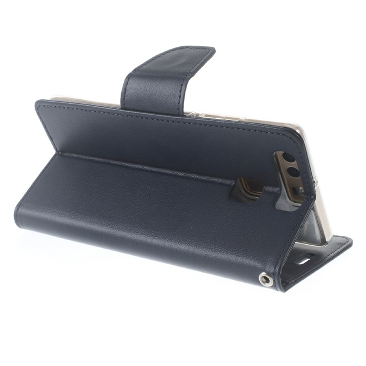 MERCURY GOOSPERY Bravo Leather Case Wallet Stand for Huawei P9 - Dark Blue-4