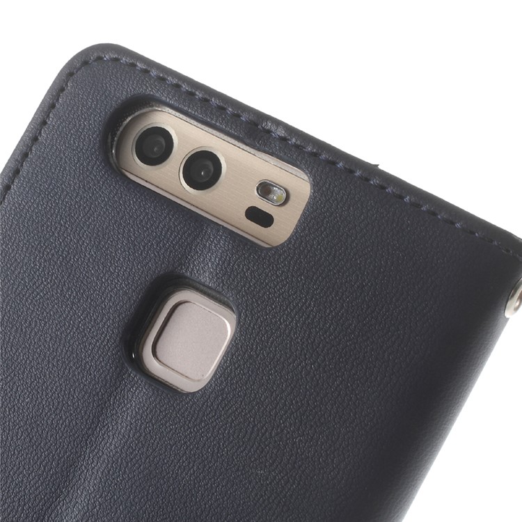 MERCURY GOOSPERY Bravo Leather Case Wallet Stand for Huawei P9 - Dark Blue-6